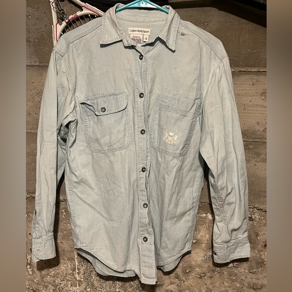 Vintage calvin klein sport denim button down shirt made in usa